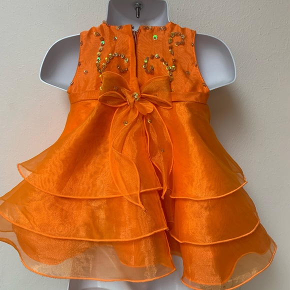 Infant 0-6 Months Unique Fashions Bright Orange Pageant Dress & Accessories NWT - Picture 3 of 6